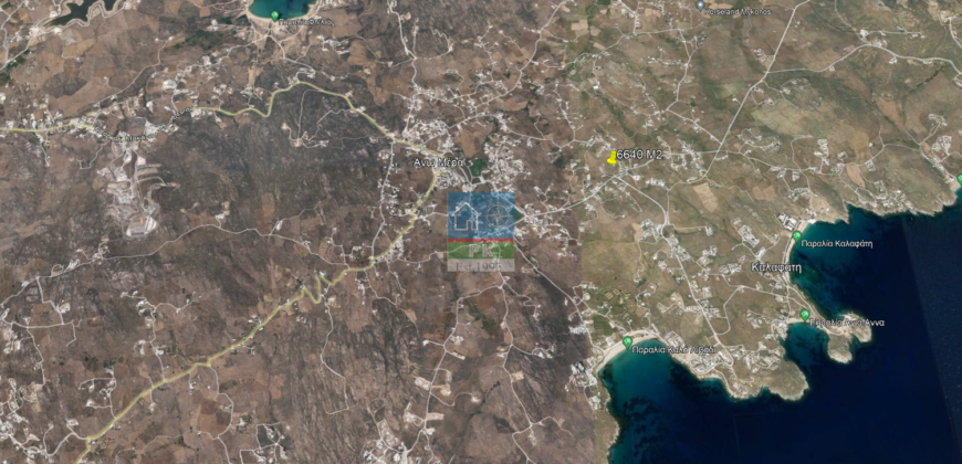 Μύκονος, Άνω Μερά. Πώληση Οικοπέδου υπο ένταξη 6.640 Μ2.